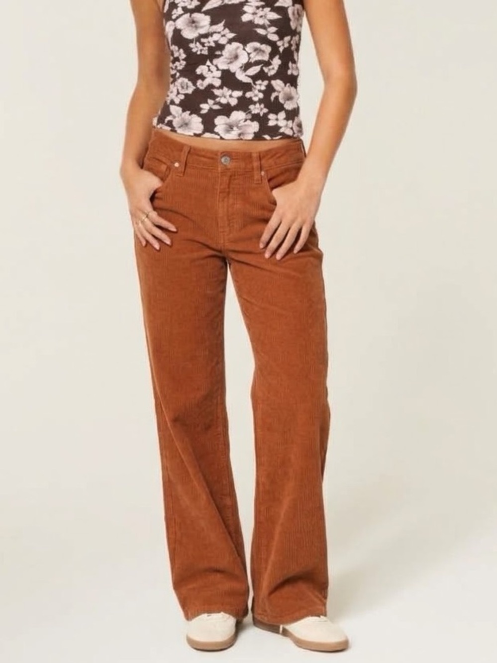 NEW Hollister Corduroy stright leg Pants Warm Rust Orange brown 25 / 1 R